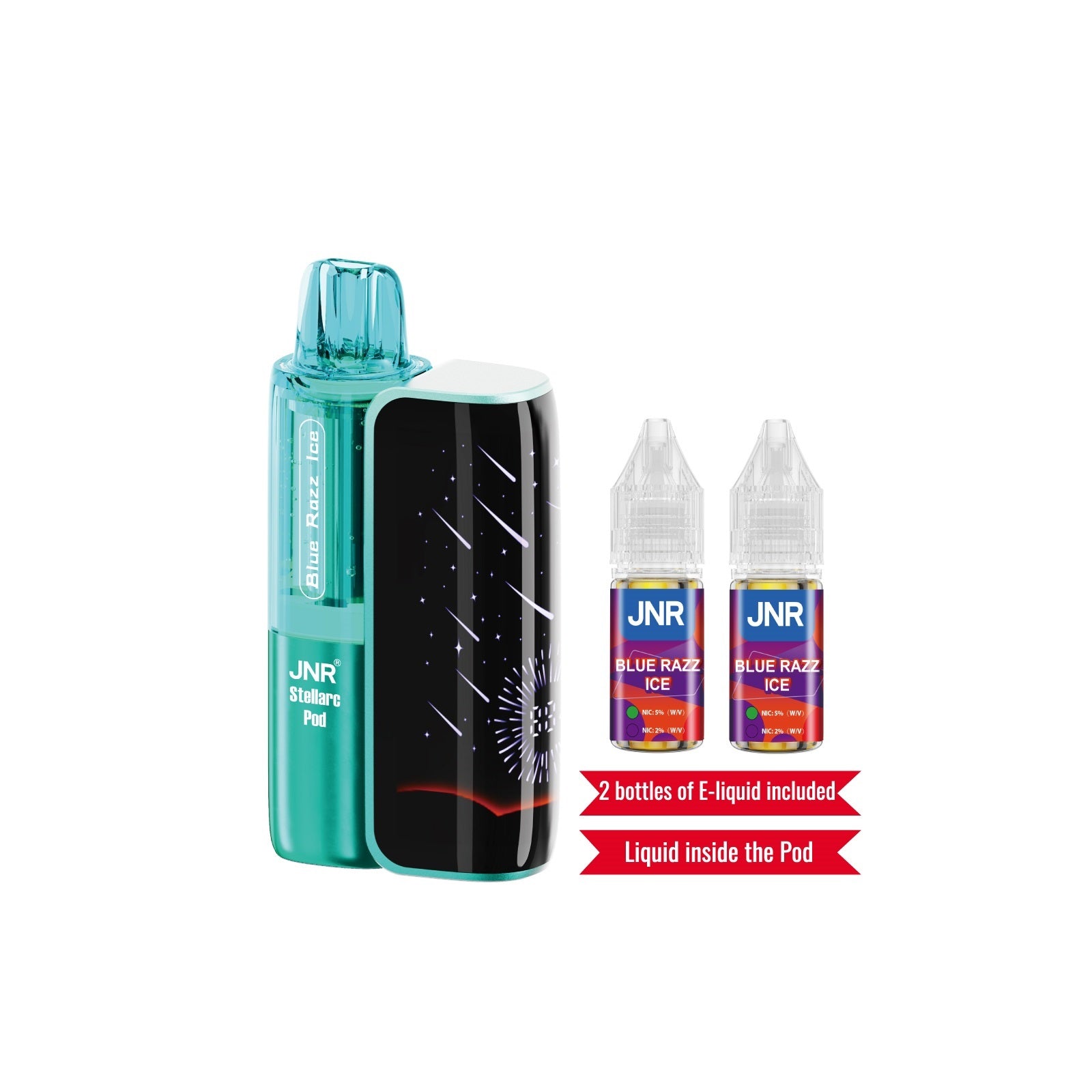 JNR Stellarc 100K Kit Blue Razz Ice Disposable Vape -Black Coral